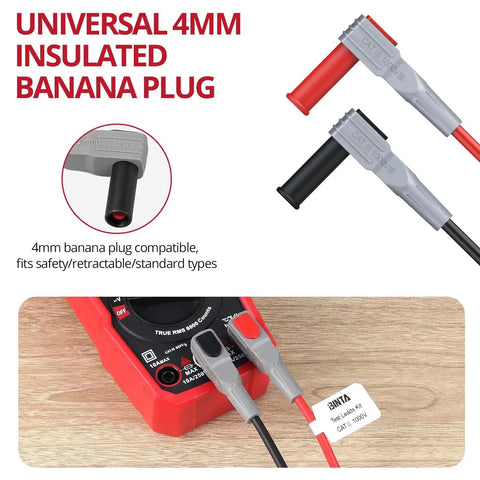 28 Piece Silicone Multimeter Leads Kit With Replaceable Gold Plated Probes featuring insulated banana plugs