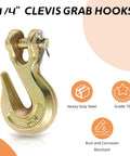 Tough As Nails 1/4 Inch Clevis Grab Hook For Rigging And Tow Pin Clevis Trailer Hook For Trucks And Flatbeds 3600 Lbs Working Load Limit