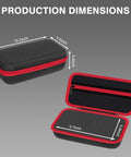 Durable Custom-Fit Storage Case For Thermal Imaging Cameras With DIY Foam Sponge Snug Fit For HF96 F2W AMPBANK H128 TOPDON TC004 Mini TC004 TC005 FOXWELL RT280 FLIR TG165-X And More Case Only, black with red accents, showing dimensions.