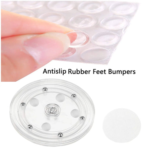 Ultimate Cookie Decorating Setup With 6 Inch Acrylic Turntable Antislip rubber feet bumpers and clear acrylic base.
