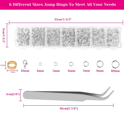 All In One Jewelry Repair Kit With 1520 Silver Jump Rings And 3 Pcs Pliers For Earrings Necklaces Rings And Bracelets Plus Tweezers And Jump Ring Opener