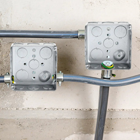 Two 12 Pack 4 Inch Square Electrical Boxes 1-1/2 Inch Deep Galvanized Steel Junction Boxes for Wall Outlets and Wiring on wall.