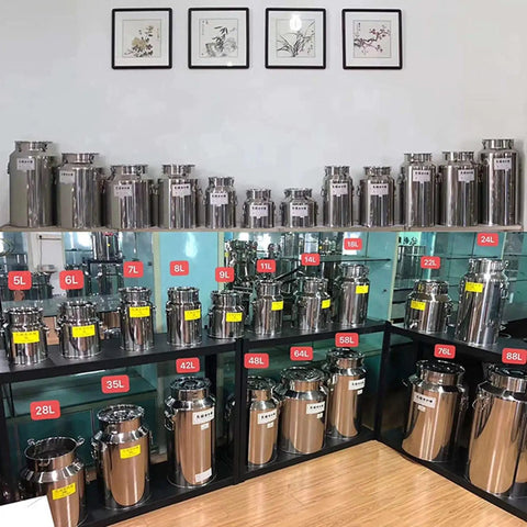 Premium Quality Heavy Gauge Stainless Steel Milk Jug And Oil Tote With No Sweat Cleaning And Rock Solid Seal 76 Liter Silver Dairy Pail collection.