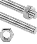 Close-up of 2 Pack 5 16 Inch 18 Threads Stainless Steel Fully Threaded Rods 10 Inch Long Right Hand Thread 304 Stainless Steel