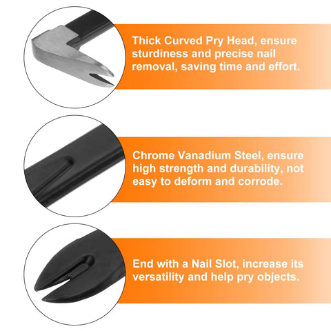 Cat Paw Nail Puller Pry Bar 12 Inch Double Claw Crowbar showing curved pry head and nail slot, chrome vanadium steel, CR-V finish