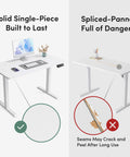 Rock Solid 60 X 24 Inch Electric Adjustable Standing Desk featuring smooth motor lift and seamless one piece desktop for heavy duty home office workspaces.
