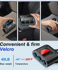 Bulletproof Car Cigarette Lighter Splitter Adapter With Triple 12V Sockets And Six Usb Ports Serving Savage Fast Charging shown installed in vehicle.