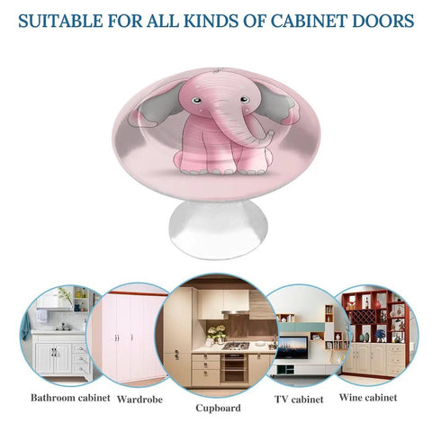 Elephant Themed Round Cabinet Knobs Set With Screws Premium Stainless Steel Pulls For Kitchen And Bedroom Cabinets Durable Rust Proof Lightweight Hardware No Fuss Easy Install 2 Pack pink elephant round cabinet knob for doors