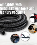 10 Ft Dust Collection Hose Kit With 5 Fittings For Woodworking Tools And Shop Vacuums with connectors and adapters shown