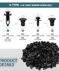 4 In 1 Body Bumper Screw Bolt Kit With Fender Liner Clips For Toyota And Lexus Wheel Well Retainers 121 Pcs close-up of bolts and clips