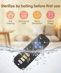 Realistic Remote Control Teether Toy For Babies submerged in water for sterilization demonstration