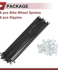 36 Pack Pro Grade 14G Bicycle Spokes 165mm Carbon Steel Black Wheel Spokes Kit For Building And Repairing Bikes