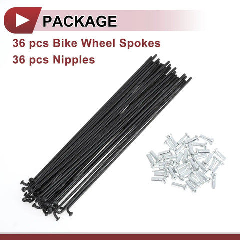 36 Pack Pro Grade 14G Bicycle Spokes 165mm Carbon Steel Black Wheel Spokes Kit For Building And Repairing Bikes