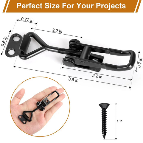 Six Pack Adjustable Toggle Latch Clamp With Quick Release Upgraded 330 Lb Holding Capacity Black Metal Pull Latches product close-up
