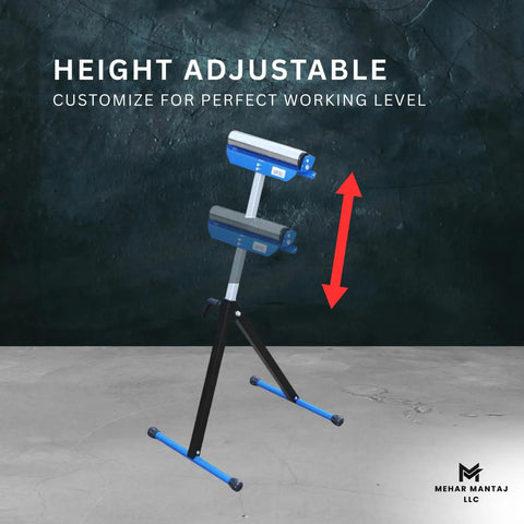 Heavy Duty Folding Roller Stand With Adjustable Steel Support Smooth Roller Anti Slip Base And 60kg Load Capacity