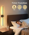 Rechargeable Battery Operated Wall Sconces Set Of 2 No Wiring Needed Gold And Black LED Wall Lights With Dimmable Lighting Remote Control Adjustable Arm Cordless Aluminum Modern Art Lamp next to a bed