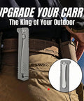 Tactical Folding Knife With Belt Clip, All Steel Sharp Blade, 9 Inch Survival Knife shown clipped to a belt outdoors