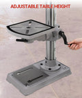 Side view of Beast 13 Inch Benchtop Drill Press With 7.5 Amp 120V Motor, variable speed, featuring adjustable table height handle.