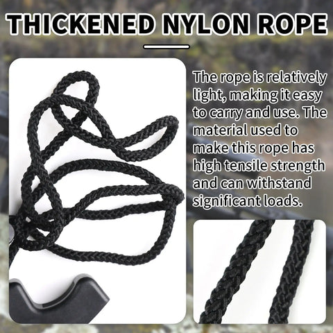 Close-up of thickened nylon rope for Crossbow Cocking Rope With Dual Handles For Easy Labor Saving Cocking Effort Quick Smooth Pull No Sweat Gear Works With Most Crossbows Durable And Simple To Use No Sweat Accessory For Fast Setup And Repeated Shots.