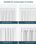 Heavy Duty Aluminum Ceiling Curtain Track System With Flexible Bendable Rails For Ceiling Mount Silent Glide Sliding Room Divider Rail With Hooks 9ft White Waterproof And Anti Corrosion Built Ideal For Living Room Office Or RV with Korean pleat curtains