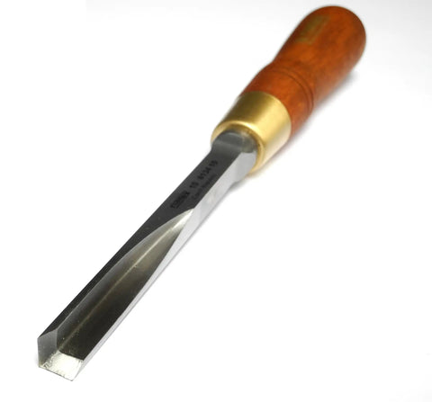 Pro Grade Corner Chisel 10 mm For Precision Woodworking And Squaring Edges 120 mm Blade, hornbeam handle, Cr Mn steel, angled view.