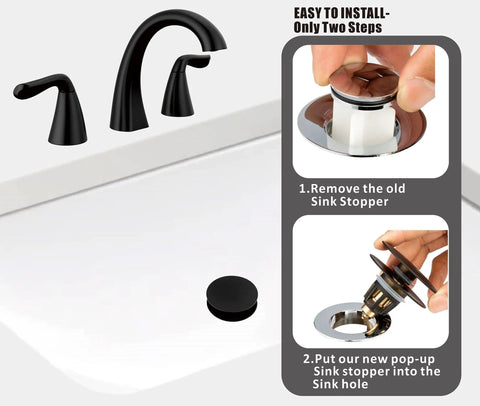 Universal Bathroom Sink Drain Stopper With Detachable Hair Catcher And Matte Black Finish Is A Pretty Darn Sharp Fit For Most Pop Up Drains Works Like A Charm While Sealing Away Nasty Hairs In Your Vanity Basin