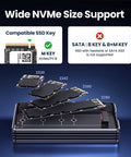 Blazing Fast External Ssd Enclosure For M2 Nvme Drives Featuring Usb 4 And Thunderbolt 4 showing compatible NVMe sizes 2230 to 2280.