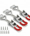 Three Piece Adjustable Toggle Latch 4001 Quick Release Clamp with screws, zinc galvanized construction, red handles
