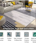 Stay Put Non Slip Area Rug Pad Gripper 5x8 Feet with Strong Grip in living room setting with couch and chair, beige color.