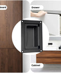 Recessed Door Pull Handles Set Of 2 In Black Zinc Alloy Folding Flush Lift Ring Design for furniture, cabinets, and drawers installation.