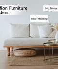 Living room scene with sofa using 12 Pack 2 Inch Teflon Furniture Glide Pads Self Stick Sliders For Carpet Tile Hardwood Floors Ground Protector Round Shape Move Heavy Furniture With Ease Keeps Floors Scratch Free.