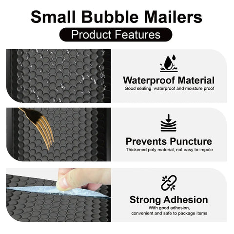 Black 6x10 Inch Bubble Mailers Self Sealing Padded Shipping Envelopes Waterproof Cushioned Mailers Bulk Pack For Small Biz