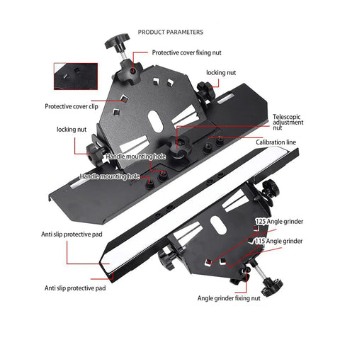 45 Degree Tile Chamfering Attachment for Angle Grinder Aluminum Alloy Frame Beveled Tile Cutter Miter Seat Chamfer Tool Easy Home DIY Grinder Accessory for Precise Bevels, 125mm