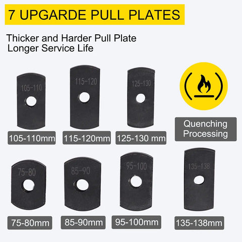 Universal Cylinder Liner Puller Tool Set for Auto and Diesel Engines, seven pull plates 75-138 mm for dry and wet use