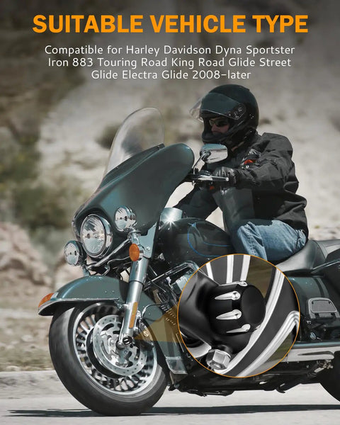 Motorcycle with Black Front Axle Nut Cover Cap CNC Aluminum Compatible With Harley Davidson Touring models highlighted in inset