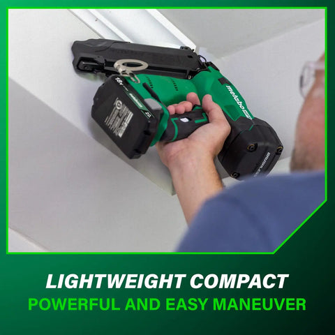 User operating 18V MultiVolt Brushless Compact Cordless Brad Nailer Kit With 2.0Ah Battery Drives Five Eighths To Two Inch Nails Beast Pro Grade Nailing Tool for trim work.