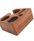 Solid Built 58mm Wooden Coffee Tamper Station With Adjustable Portafilter Holder And Catch Pan, walnut wood, countertop organizer.