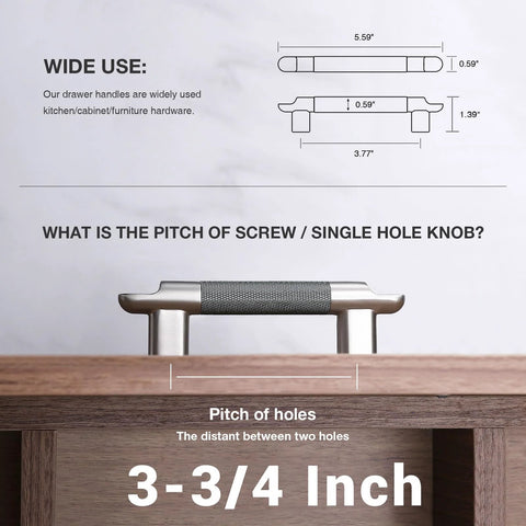 Knurled Cabinet Pulls Three And Three Quarters Inch Center To Center Five Pack In Grey And Brushed Nickel installation guide.