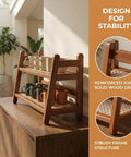 Two Tier Bamboo Coffee Station Organizer For Mugs And Cups, Space Saving Countertop Rack, Dark Gray Finish, kitchen decor.