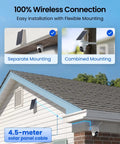 4K Solar Security Cam With 360 Degree Pan Tilt And Auto Tracking, Wire Free Outdoor Cam With 8MP Color Night Vision on roof