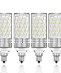 Four Grab Ultra Bright E12 LED Bulbs For Chandeliers And Ceiling Fans, 12W, 6000K Daylight White, 1200 Lumens, non-dimmable