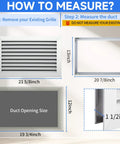 Measurement guide for Two Sided Door Vent Cover Aluminum Exterior Vent Shield For Doors And Walls, Durable Aluminum Louver Grille.