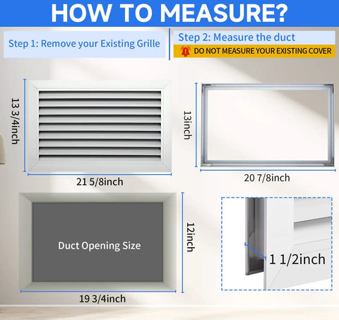 Measurement guide for Two Sided Door Vent Cover Aluminum Exterior Vent Shield For Doors And Walls, Durable Aluminum Louver Grille.