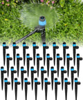 36 Pack Quick Connect Drip Irrigation Emitters With Adjustable 360 Degree Sprinklers And 6 Inch Stakes, Easy Clean