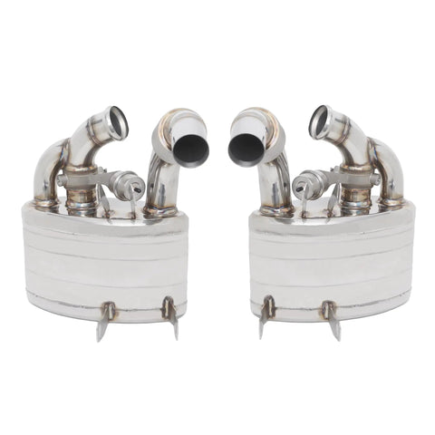 Beefy Exhaust Valved Mufflers For Porsche 911 996 Carrera 1998 2004 With Remote Valve Control, rear silencers pair.