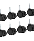 1 Inch Swivel Stem Casters With Brakes 8 Pack Nylon Wheels 360 Degree Insert Swivel Stem For Chairs And Furniture Replacement Black Floor Friendly