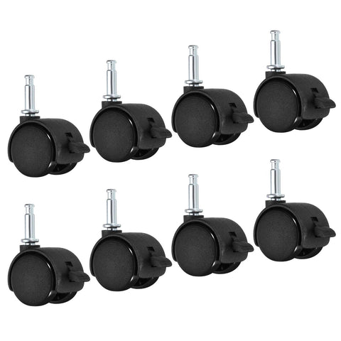 1 Inch Swivel Stem Casters With Brakes 8 Pack Nylon Wheels 360 Degree Insert Swivel Stem For Chairs And Furniture Replacement Black Floor Friendly