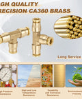 One Quarter Inch Quick Push to Connect Brass Union Tee Fittings DOT Approved Three Way Tube Air Line Adapter image