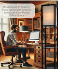 Corner Floor Lamp With Shelves For Living Room And Bedroom Cozy Bookshelf Lamp with Wooden Shelves in Home Office