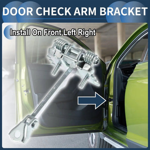 Door Check Strap For Scudo II Van installed on green car door, showing multi level door limiter and adjustable opening angle.